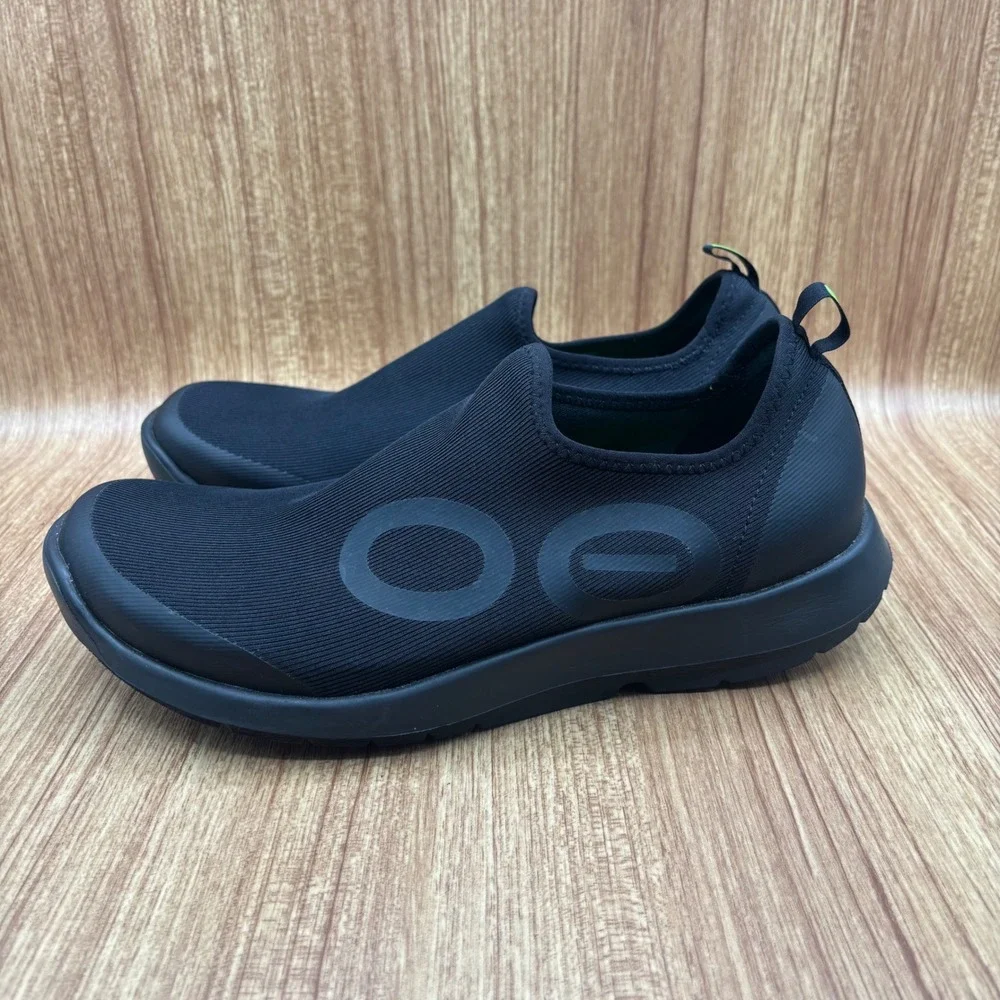 OOFOS OOmg Low Recovery Shoe Black Mens Size 10 Slip On Mesh OOfoam 5010